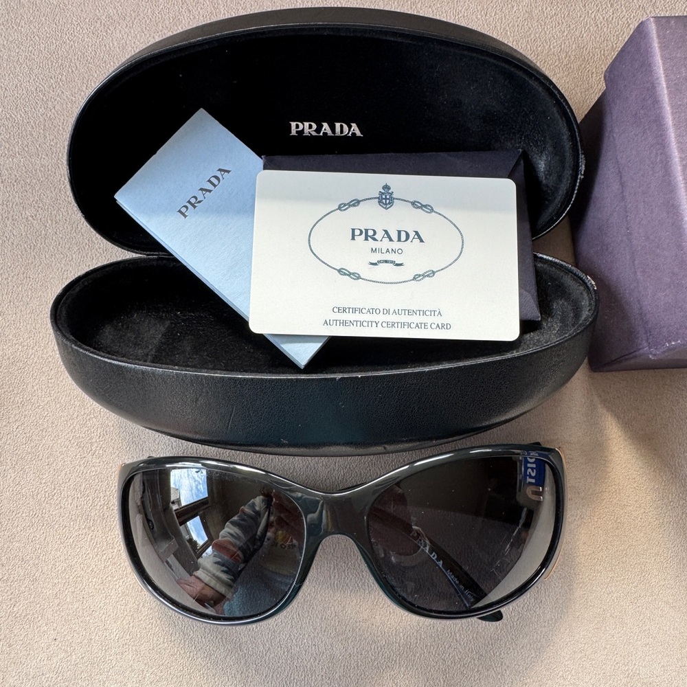 PRADA SUNGLASSES SPR07G 610 15 1AB-1A1 61mm  Black W Gold ⭐️Authenticity Card